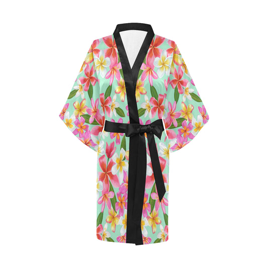 Plumeria Pattern Print Design PM014 Women's Short Kimono
