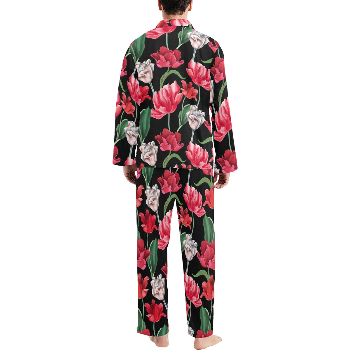 Tulip Pattern Print Design TP08 Men's Long Sleeve Pajama Set