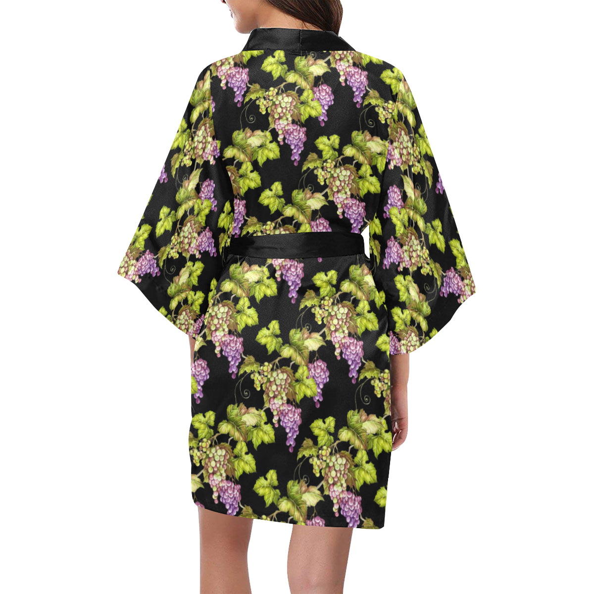 Grape Pattern Print Design GP04 Women's Short Kimono