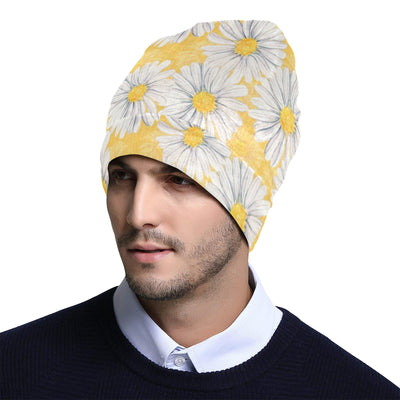 Daisy Yellow Watercolor Print Pattern Unisex Beanie