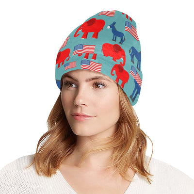 Donkey Red Elephant Pattern Print Design 03 Unisex Beanie