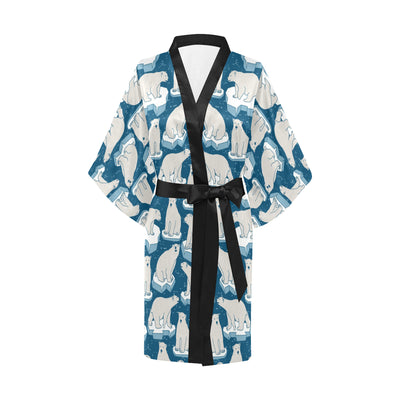 Polar Bear Pattern Print Design PB03 Women's Short Kimono