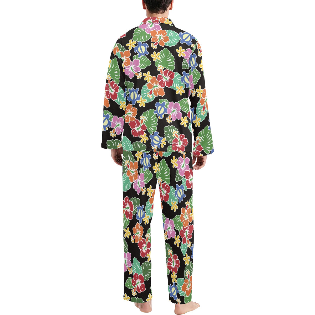 Hawaiian Themed Pattern Print Design H010 Men's Long Sleeve Pajama Set