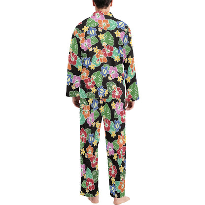 Hawaiian Themed Pattern Print Design H010 Men's Long Sleeve Pajama Set