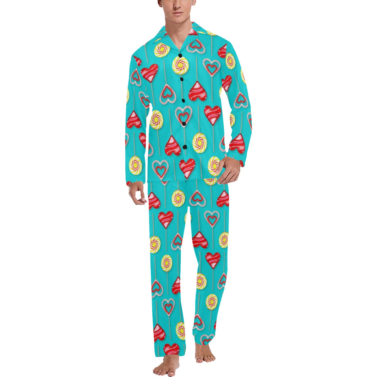 Lollipop Pattern Print Design LL06 Men's Long Sleeve Pajama Set