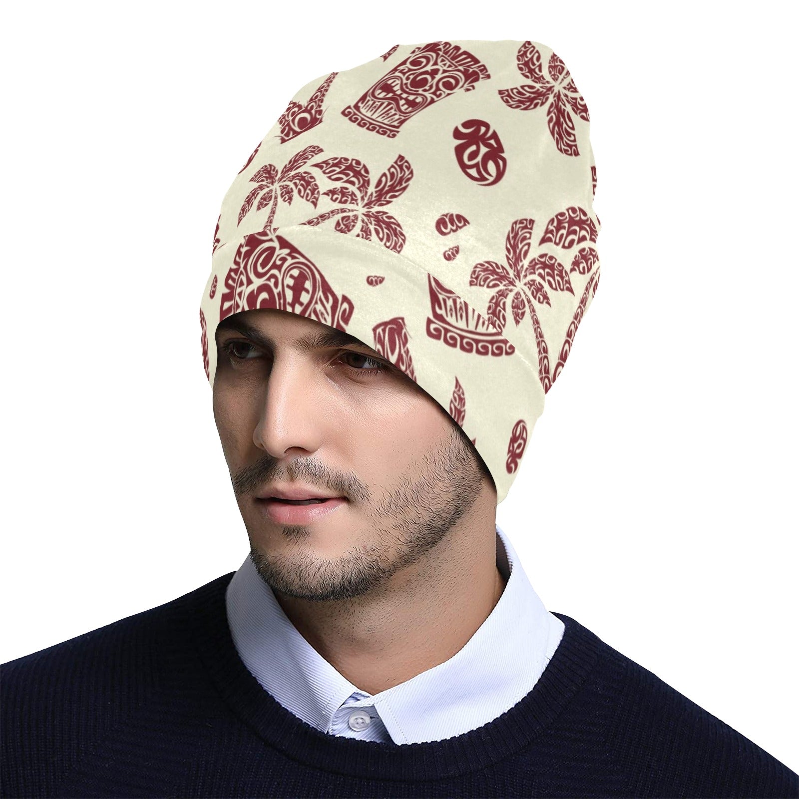 Tiki Tribal Mask Palm Tree Unisex Beanie