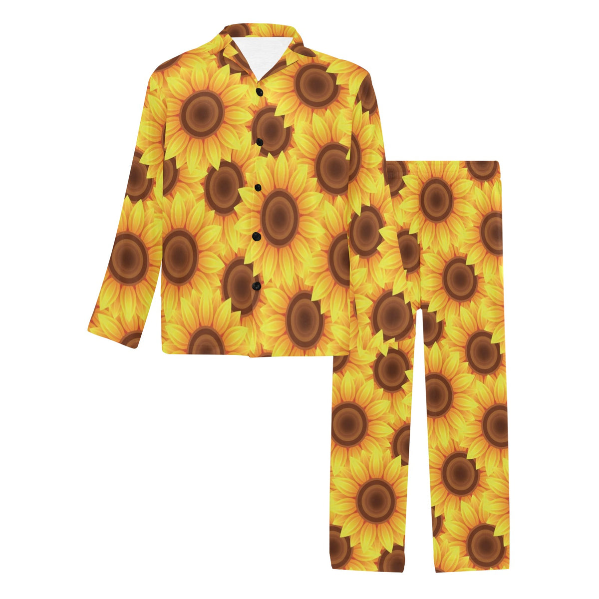 Sunflower Pattern Print Design SF07 Men's Long Sleeve Pajama Set