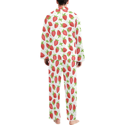 Strawberry Pattern Print Design SB07 Men's Long Sleeve Pajama Set