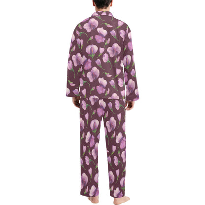 Peony Pattern Print Design PE010 Men's Long Sleeve Pajama Set