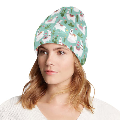 Llama with Cactus Themed Print Unisex Beanie