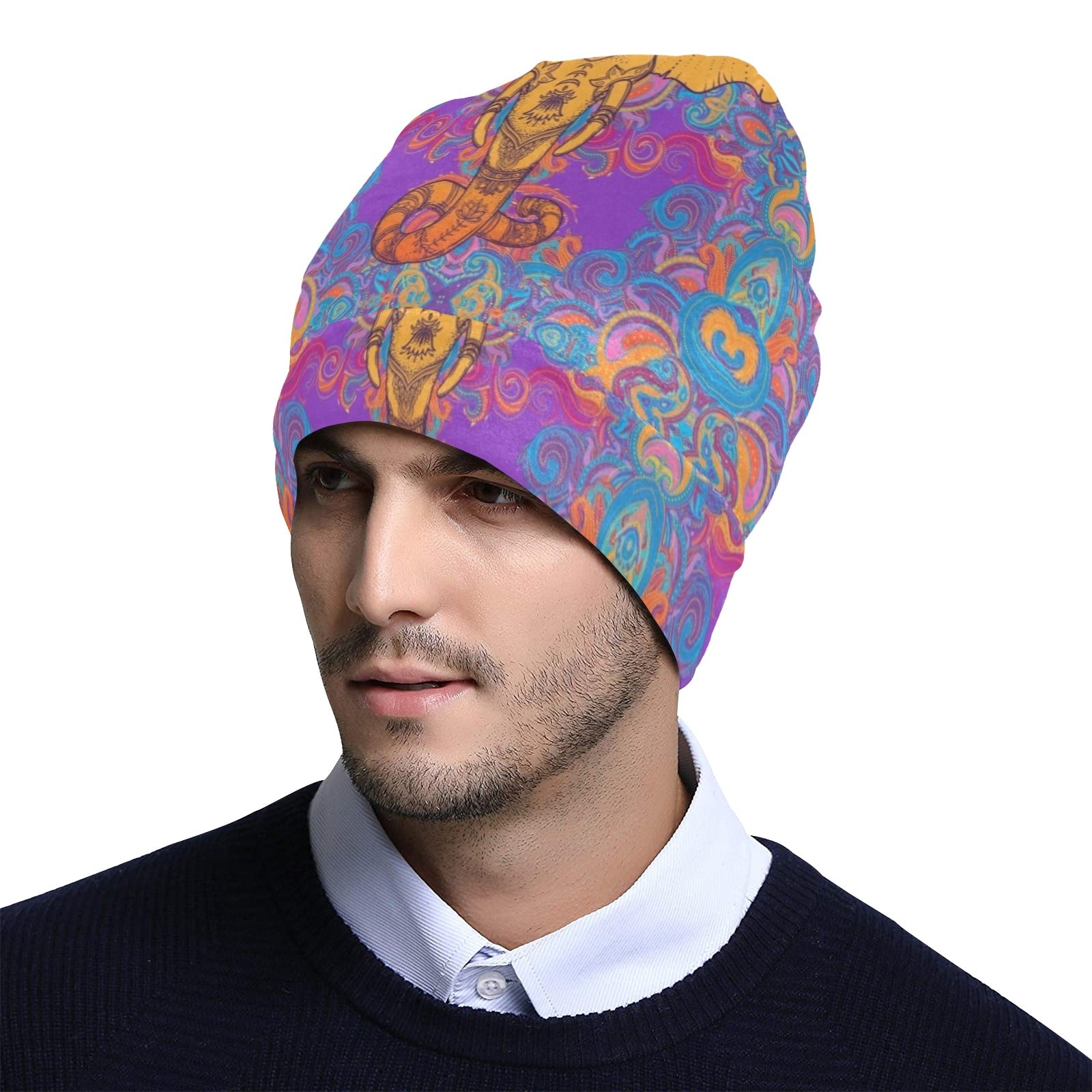 Gold Elephant Indian Unisex Beanie