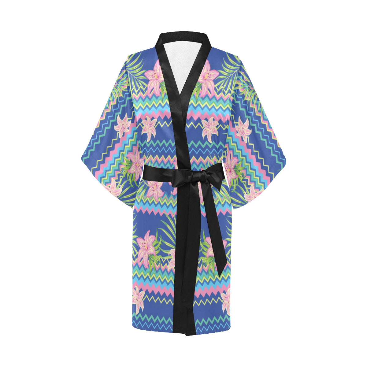 Lily Pattern Print Design LY015 Women's Short Kimono