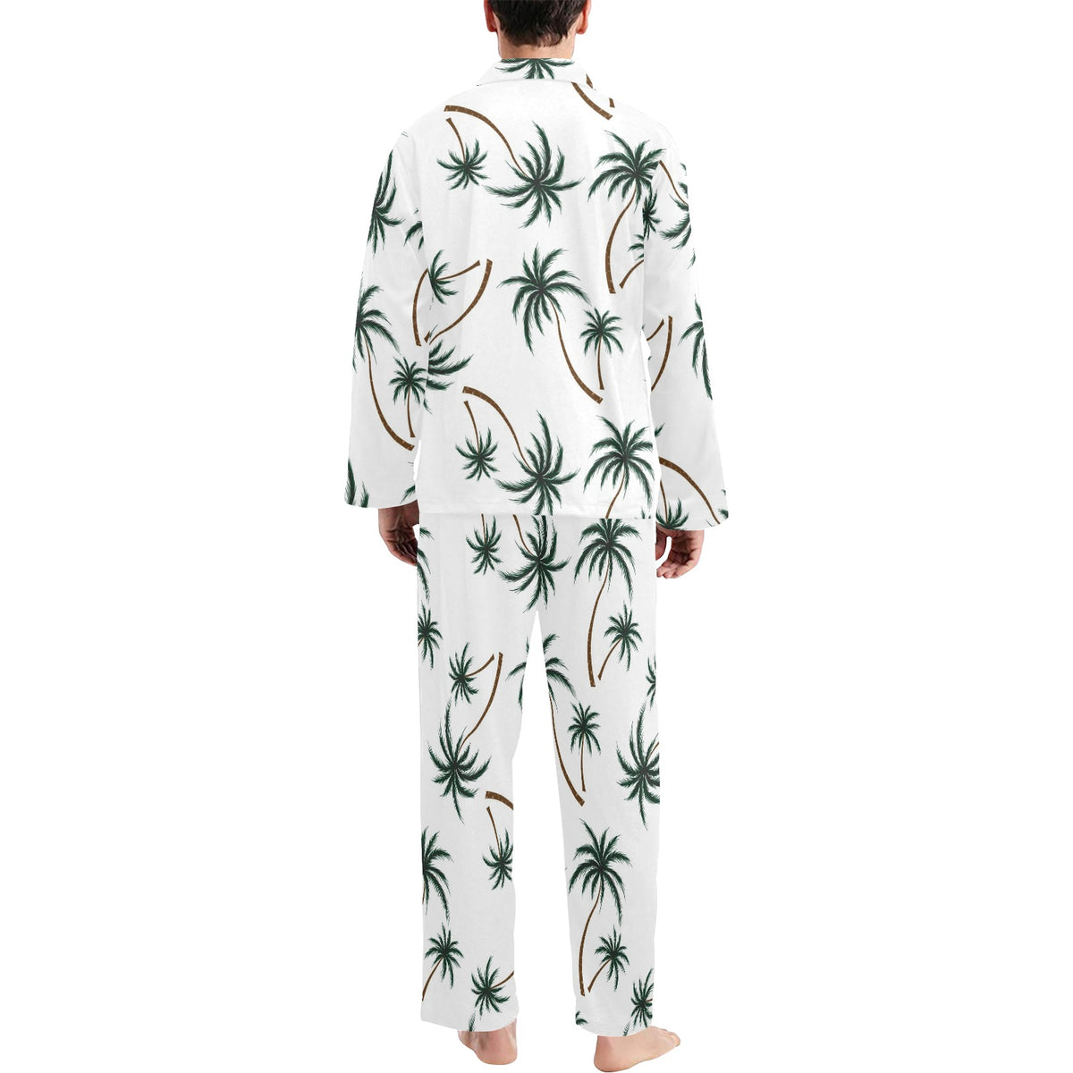 Palm Tree Pattern Print Design PT07 Men's Long Sleeve Pajama Set