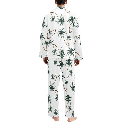 Palm Tree Pattern Print Design PT07 Men's Long Sleeve Pajama Set