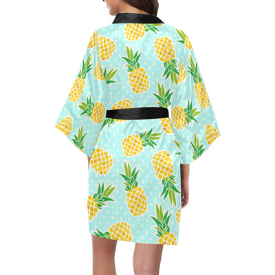 Pineapple Pattern Print Design PP01 Women's Short Kimono
