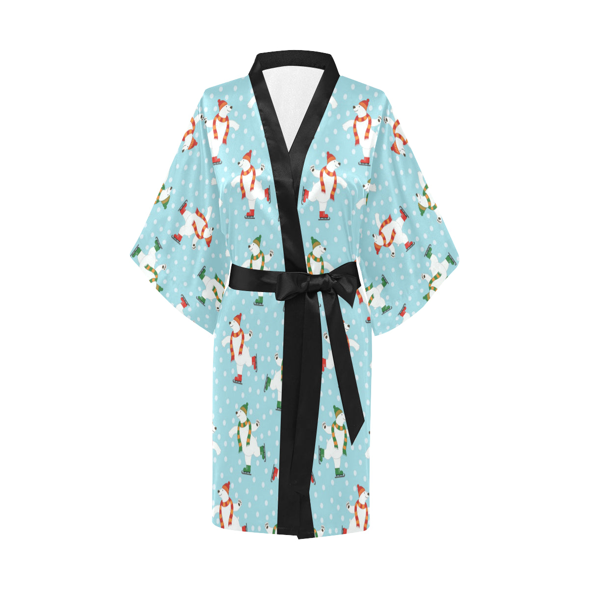 Polar Bear Pattern Print Design PB07 Women's Short Kimono