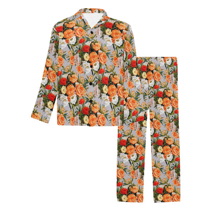 Lisianthus Pattern Print Design LT04 Men's Long Sleeve Pajama Set