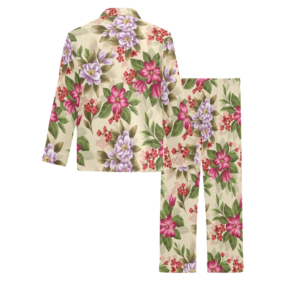 Summer Floral Pattern Print Design SF08 Men's Long Sleeve Pajama Set