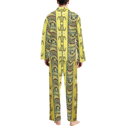 Polynesian Turtle Hawaiian Design Print Men's Long Sleeve Pajama Set