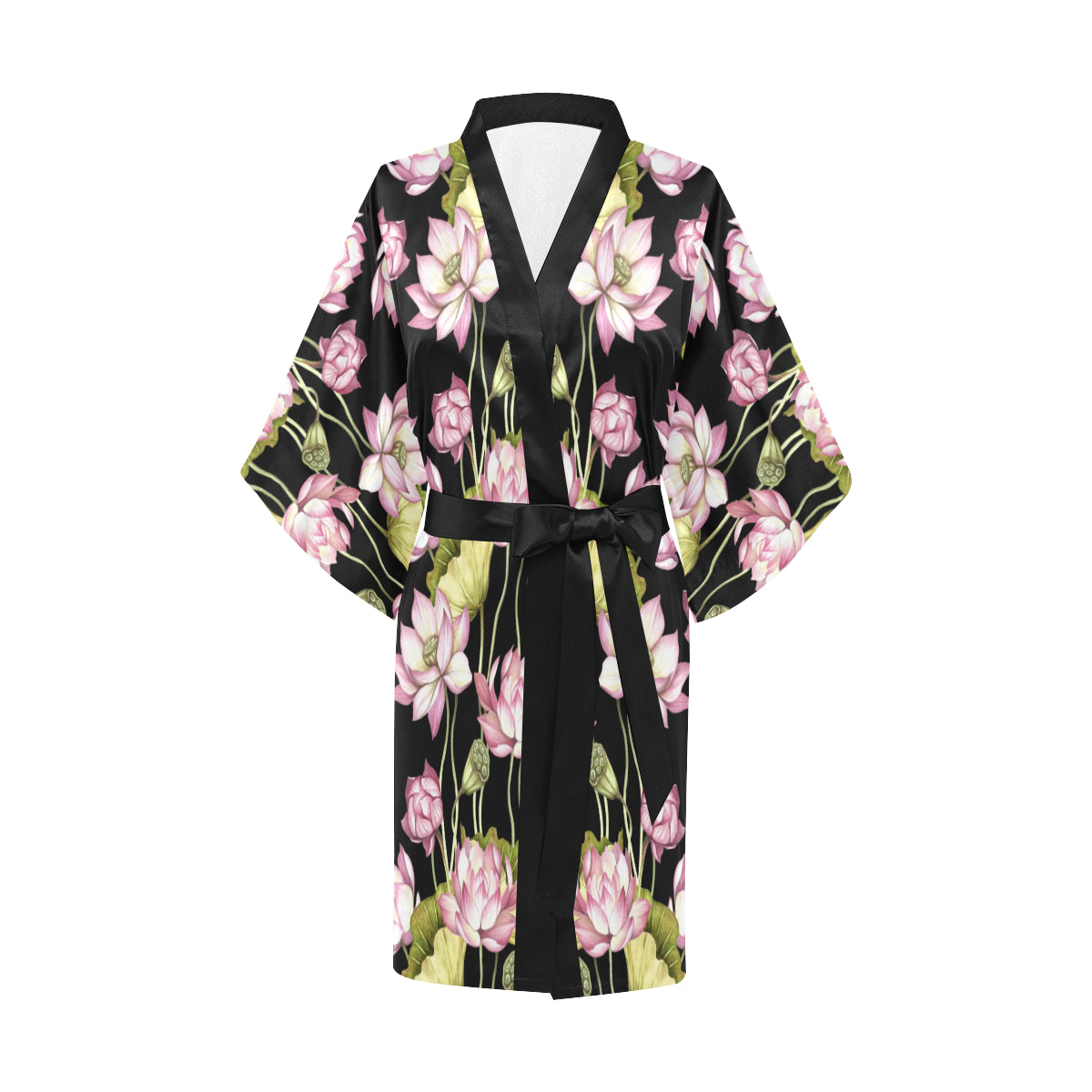 Water Lily Pattern Print Design WL06 Women's Short Kimono