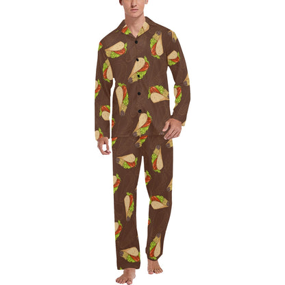 Taco Pattern Print Design TC08 Men's Long Sleeve Pajama Set