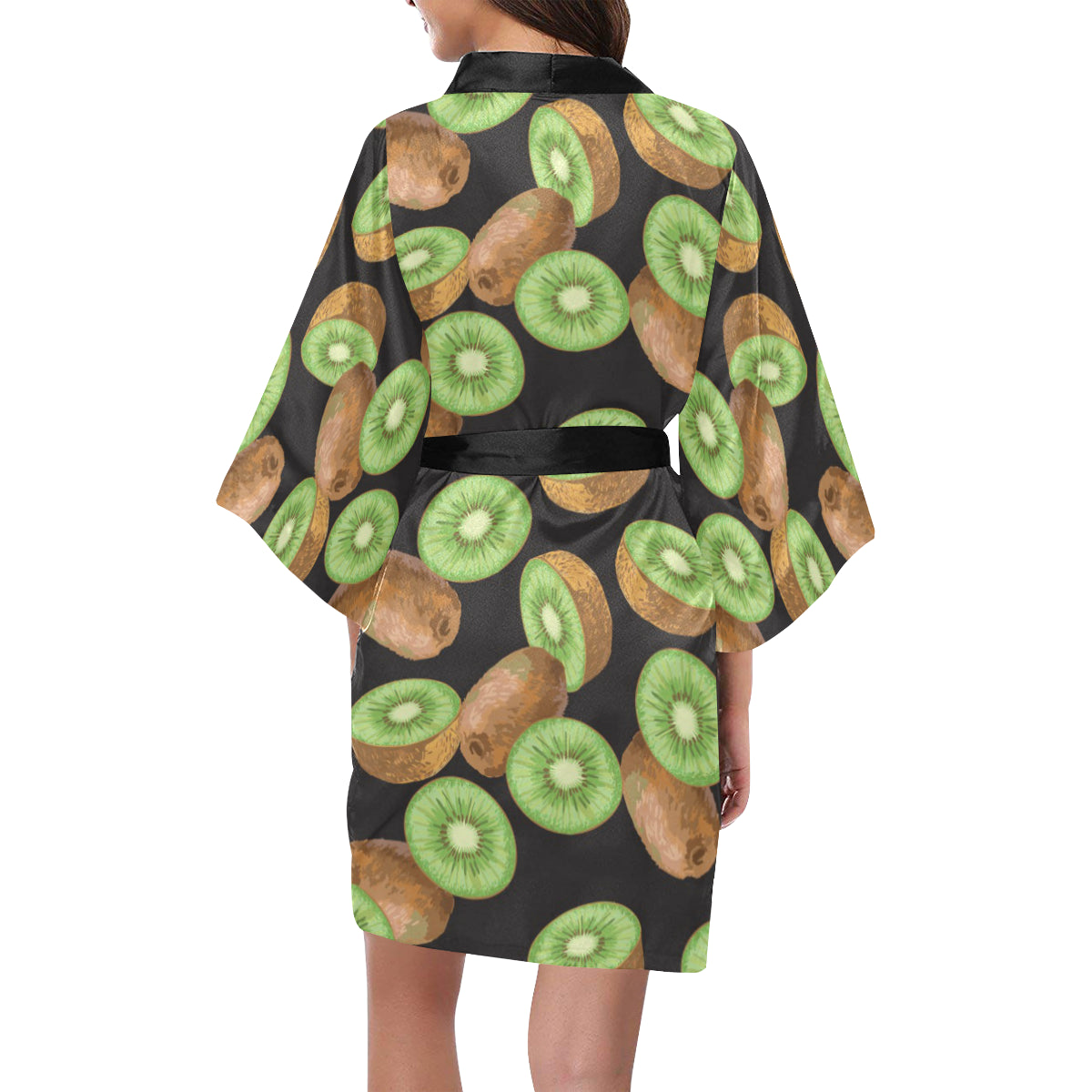 Kiwi Pattern Print Design KW03 Women's Short Kimono
