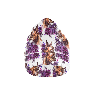 Chihuahua Purple Floral Unisex Beanie