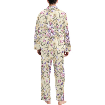 Tulip Pattern Print Design TP04 Men's Long Sleeve Pajama Set