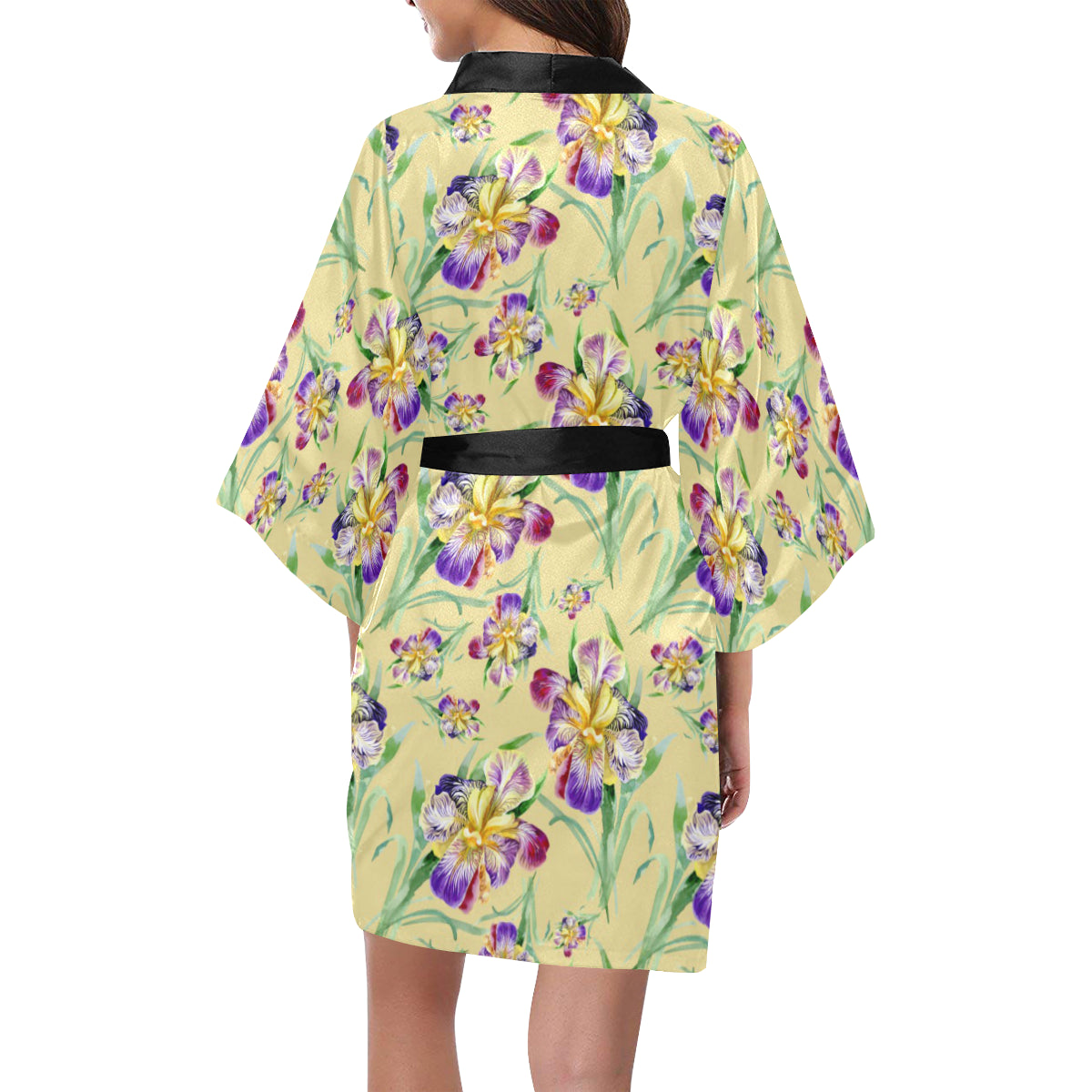 Iris Pattern Print Design IR06 Women's Short Kimono