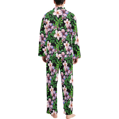 Plumeria Pattern Print Design PM01 Men's Long Sleeve Pajama Set