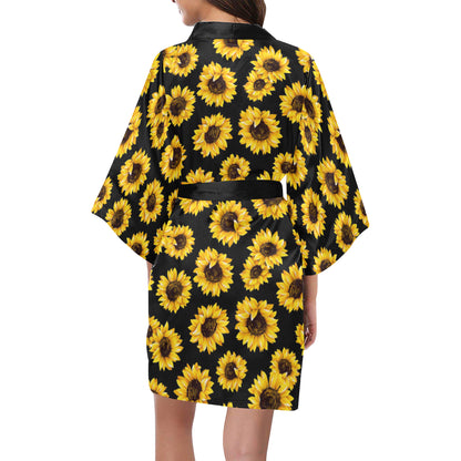 Sunflower Pattern Print Design SF05 Women's Short Kimono