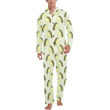 Taco Pattern Print Design TC05 Men's Long Sleeve Pajama Set