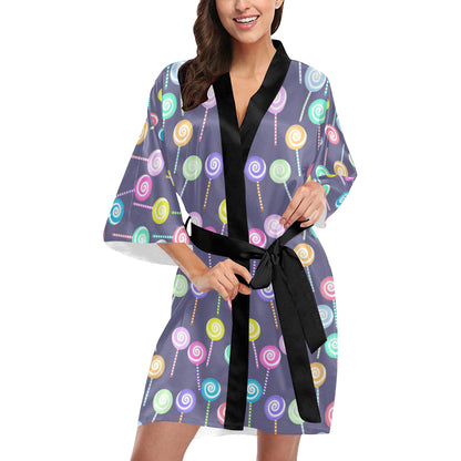 Lollipop Pattern Print Design LL03 Women's Short Kimono