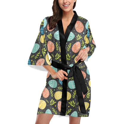 Easter Eggs Pattern Print Design RB01 Women's Short Kimono
