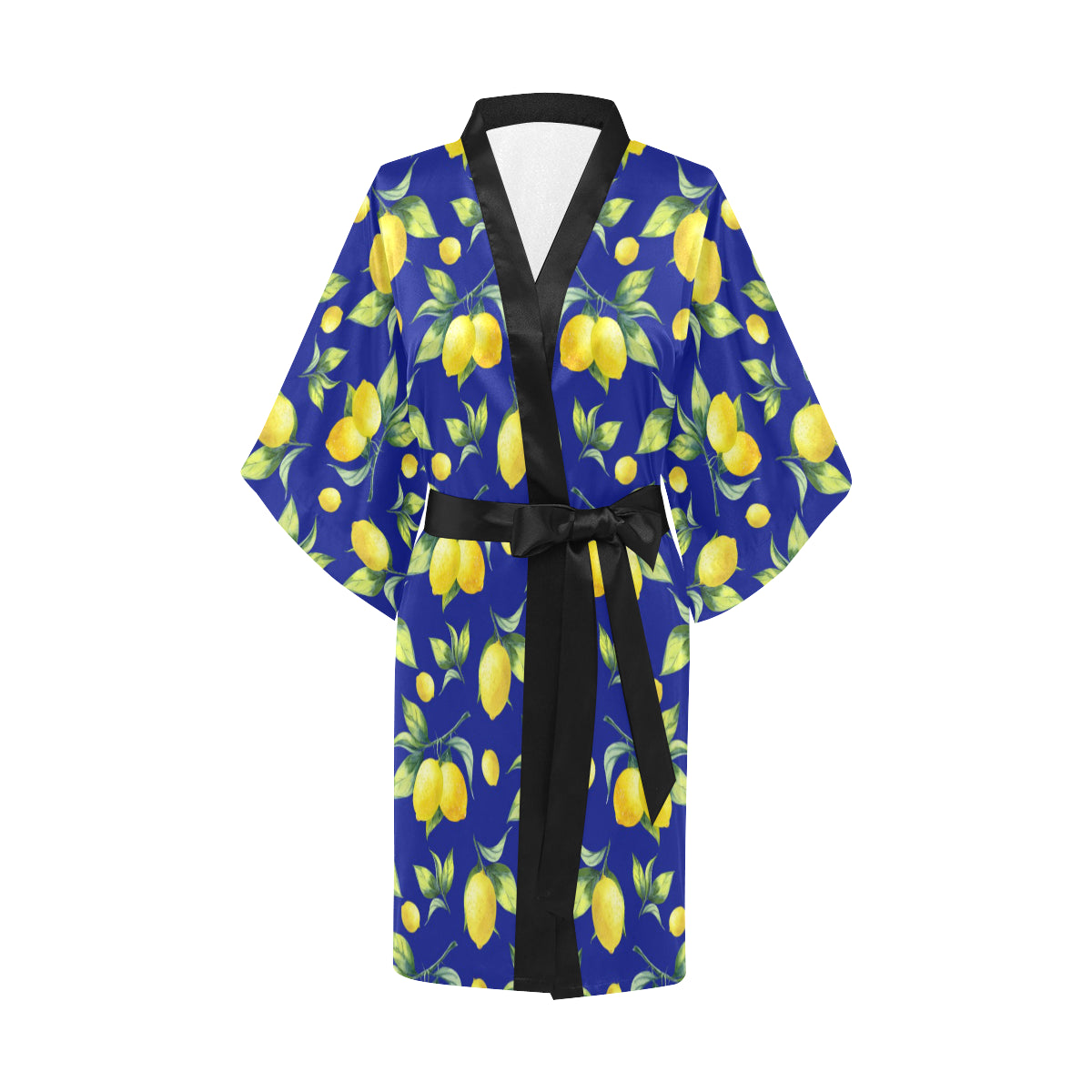 Lemon Pattern Print Design LM06 Women's Short Kimono
