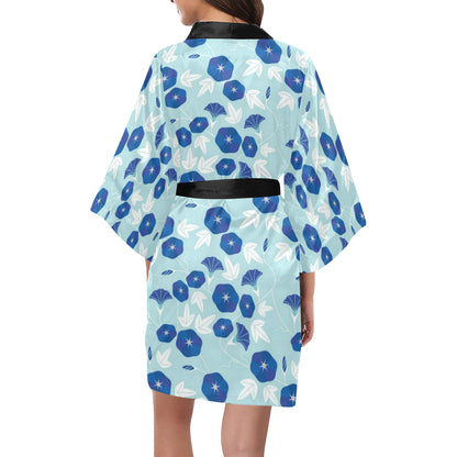 Morning Glory Pattern Print Design MG07 Women's Short Kimono