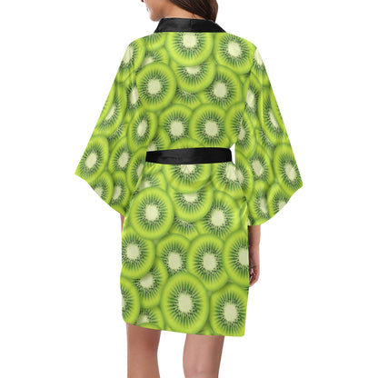 Kiwi Pattern Print Design KW01 Women's Short Kimono