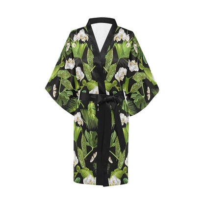 Tropical Flower Pattern Print Design TF026 Women's Short Kimono
