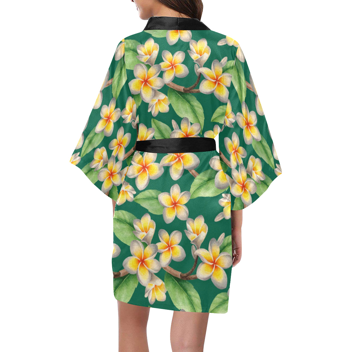 Plumeria Pattern Print Design PM07 Women's Short Kimono