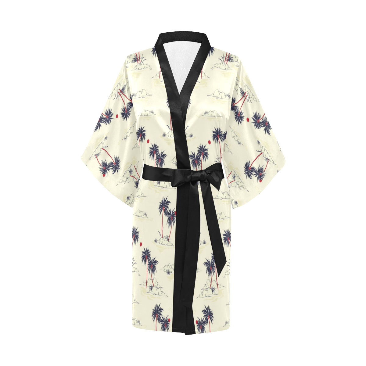 Palm Tree Pattern Print Design PT08 Women's Short Kimono