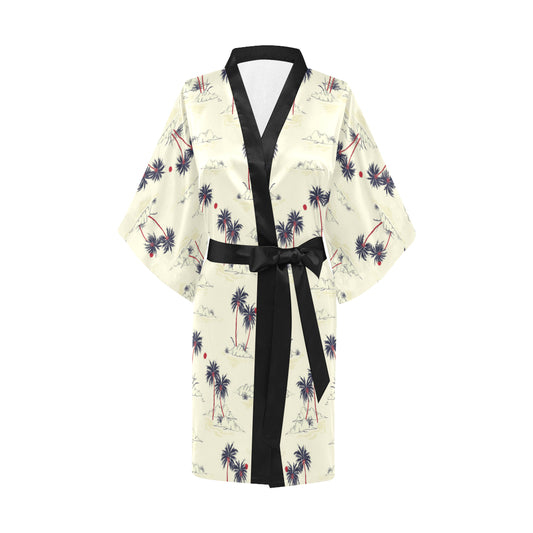 Palm Tree Pattern Print Design PT08 Women's Short Kimono