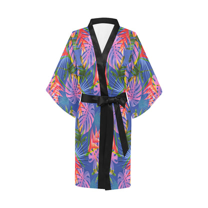 Tropical Flower Pattern Print Design TF025 Women's Short Kimono