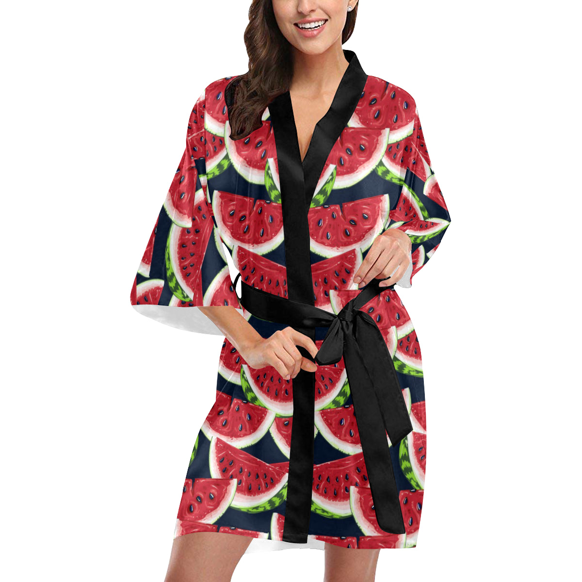Watermelon Pattern Print Design WM011 Women's Short Kimono