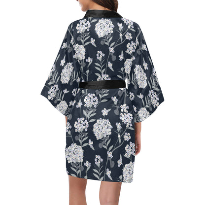 Hydrangea Pattern Print Design HD07 Women's Short Kimono