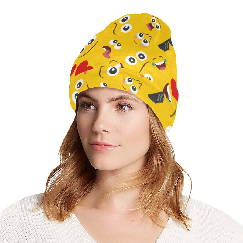 Emoji Face Print Pattern Unisex Beanie