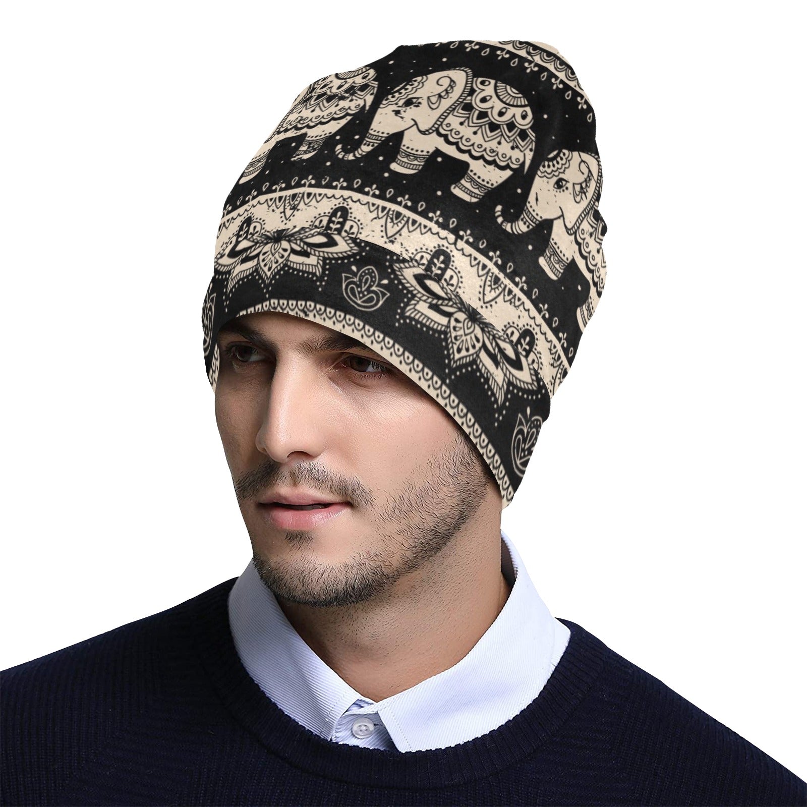 Elephant Hansa Lotus Pattern Unisex Beanie