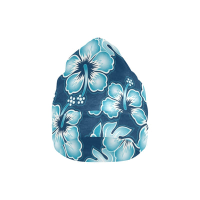 Blue Hibiscus Pattern Print Design HB011 Unisex Beanie