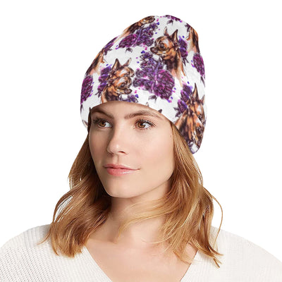 Chihuahua Purple Floral Unisex Beanie