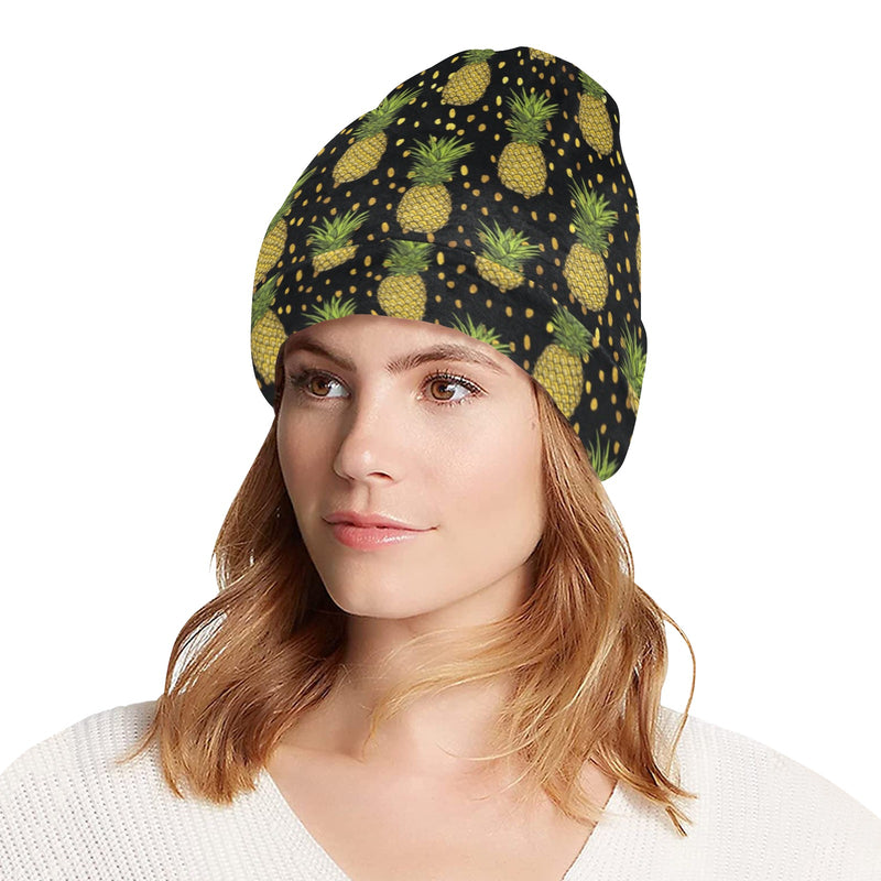 Pineapple Gold Dot Themed Print Unisex Beanie