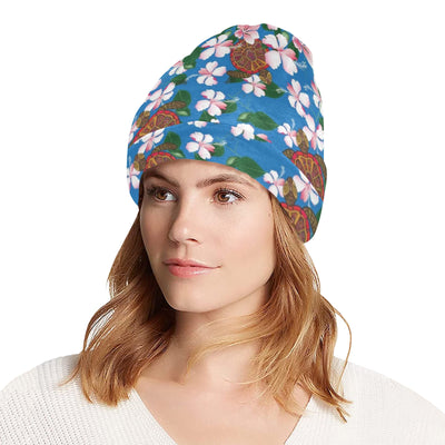 Sea Turtle Pink Hibiscus Hawaiian Print Unisex Beanie